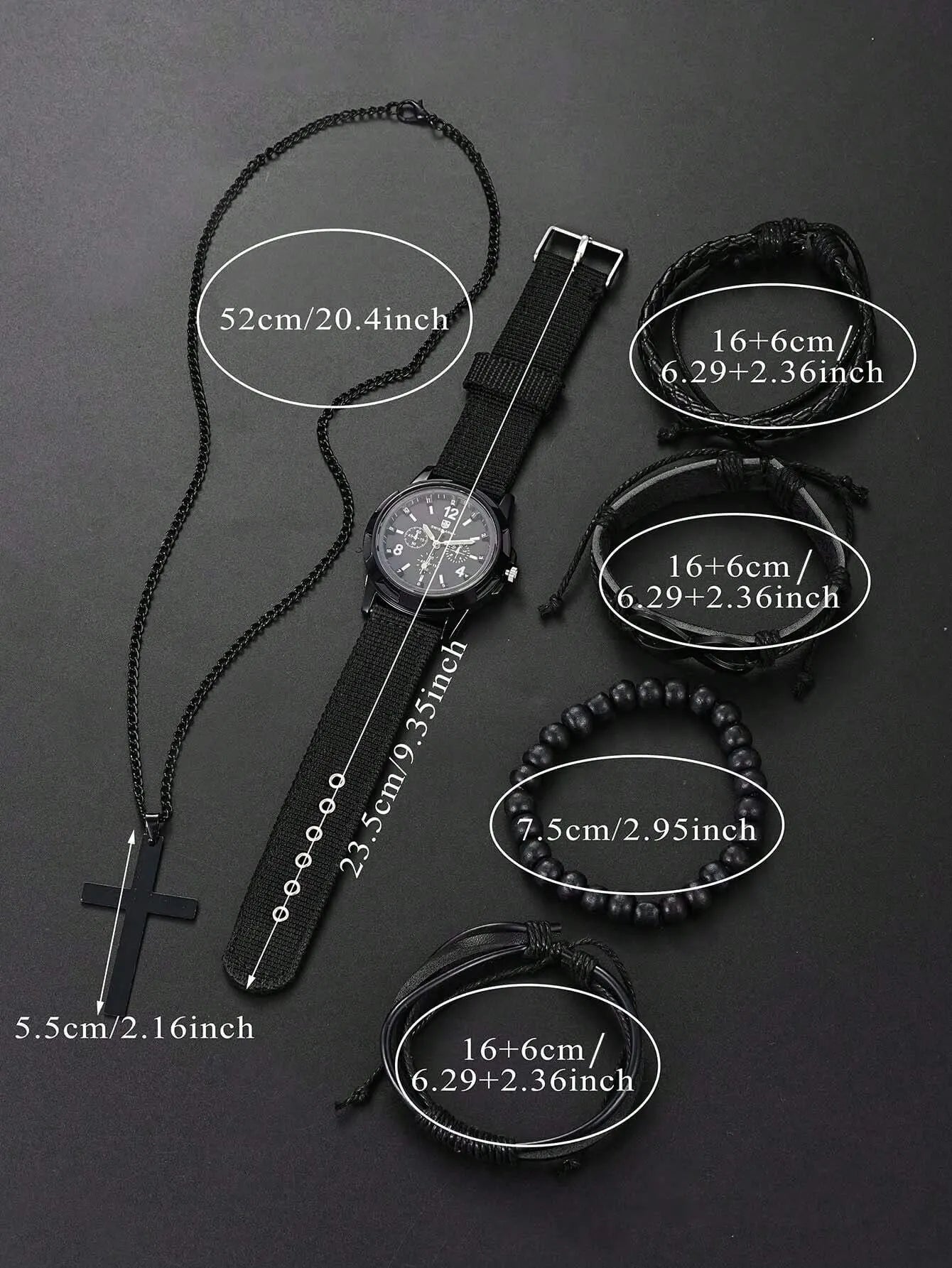 6 Piece Men's Leather Fashion Set