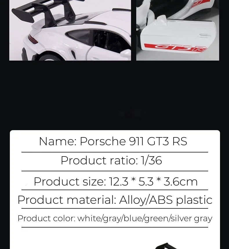 1:36 Porsche 911 GT3 RS Alloy Mini Car Model